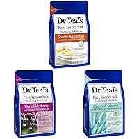 Dr Teal's Pure Epsom Salt, Soothe & Comfort with Oat Milk & Argan Oil, 3lbs & Pure Epsom Salt Soak, 3 lbs & Pure Epsom Salt, Clarify & Smooth with Witch Hazel & Aloe Vera, 3lbs
