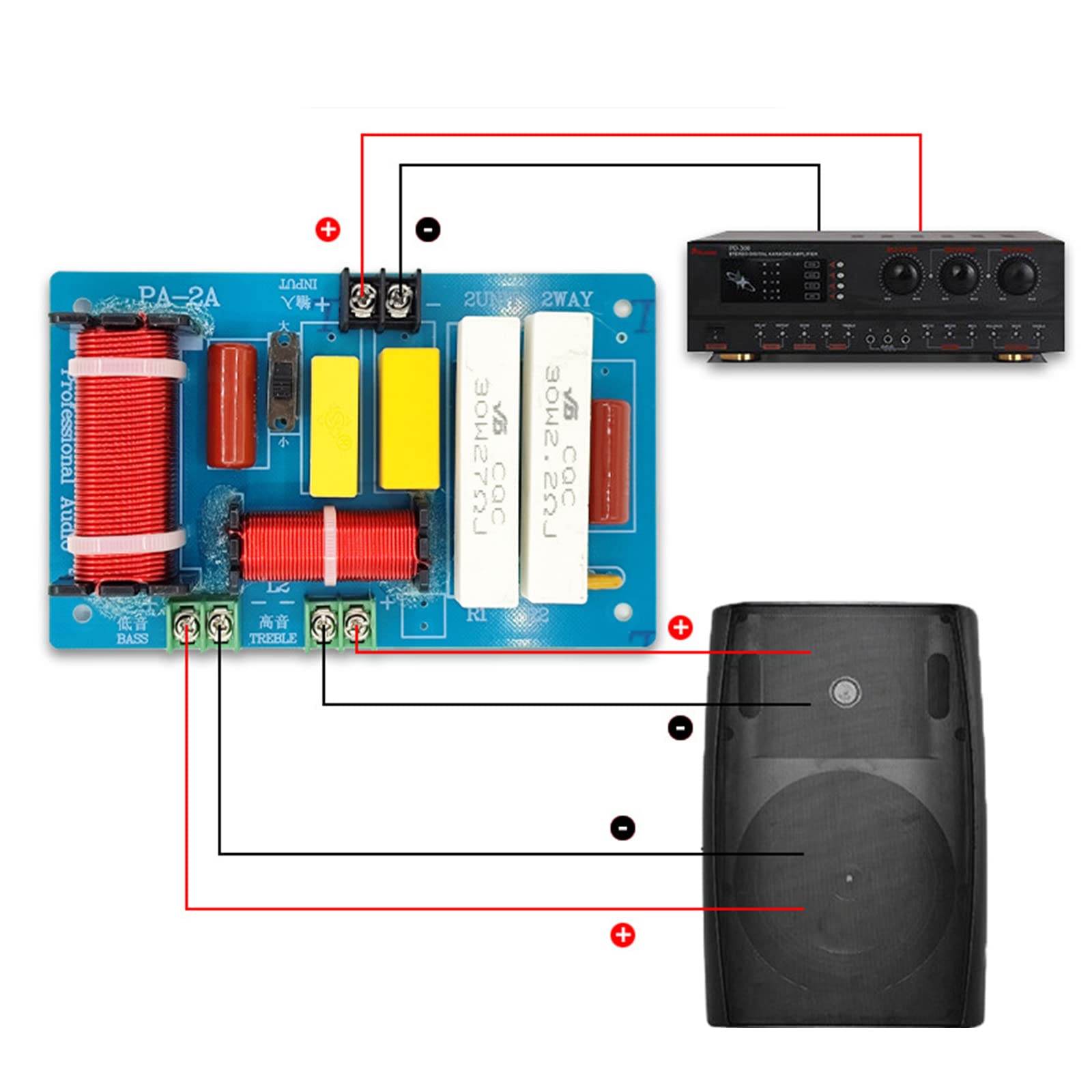 Diarypiece PA-2A 450W Adjustable Frequency Divider Distributor, 2 Way Speaker Audio Crossover Filter