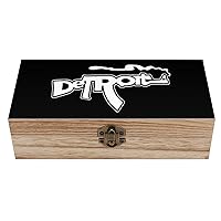 Detroit Gun Decorative Wooden Storage Box Jewelry Organizer Craft with Lids Home Decor