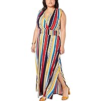 INC International Concepts Womens Plus Size Striped Smocked Waist Maxi Dress,Marvelous Stripe,1X