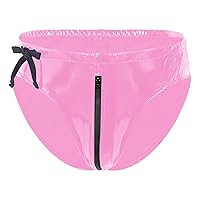 iiniim Men's Faux Leather Bikini Briefs Rave Shiny Zipper Underwear Sexy Lingerie Underpants Hot Shorts