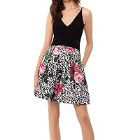 Xscape Womens Printed Midi Cocktail and Party Dress