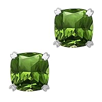 Multi Choice Cushion Shape Gemstone 925 Sterling Silver Solitaire Stud For Women