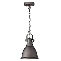 Emliviar Farmhouse Ceiling Pendant Light, 8 inch Vintage Hanging Light with Dome Shade, Oil Rubbed Bronze Finish, 4054M ORB