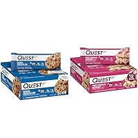 Quest Nutrition Oatmeal Chocolate Chip Protein Bar, High Protein, Low Carb, Gluten Free & White Chocolate Raspberry Protein Bars, High Protein, Low Carb, Gluten Free