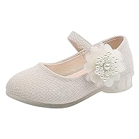 Toddler Shoes for Girl Children Leather Single Shoes Fashion Pearl Big Flower Girl Small Leather Shoes A Girl Shoes