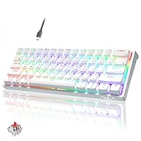 AULA 60 Percent White Mechanical Gaming Keyboard, 29 RGB Backlit Custom Hot Swappable Keyboard, Red Switch 60% Mini Small Wired Compact Keyboard for PC/Mac/Laptop/Wins —— (Wired Version)