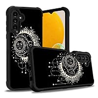 for Samsung Galaxy S23 FE Case, Moon and Sun Delicate Pattern Design Heavy Duty 3 in 1 Hybrid Hard Plastic & Soft Silicone Shockproof Drop Protection Case for S23 FE 5G (2023)