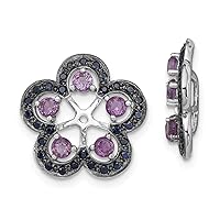 925 Sterling Silver Amethyst and Black Sapphire Earrings Jacket Measures 16x15mm Wide Jewelry for Women