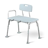 Tub Transfer Bench and Shower Chair with Microban Antimicrobial Protection, Adjustable Shower Bench and Bath Seat For Seniors And Elderly, 350 lb. Weight Capacity, Light Blue