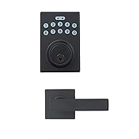 Amazon Basics - Contemporary Electronic Keypad Deadbolt Door Lock With Passage Lever, Matte Black, 15.98 x 6.10 x 3.07 inches (LxWxH)
