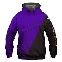 Men's Hooded 3D Print Casual Fashion Plus Size Purple and Black Patchwork Plaids Pullover Hoodies