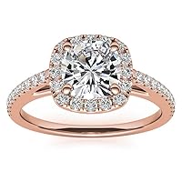 1.00 CT Cushion Cut Moissanite Engagement Rings for Women Wedding Bridal Ring Set 925 10K 14K 18K Solid White Yellow Rose Gold Solitaire Halo Eternity Vintage Anniversary Promise Purpose Gift for Her