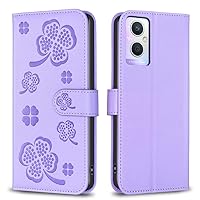Smartphone Flip Cases Compatible with OPPO A96 5G/Reno 7Z/Reno 8 Four-Leaf Clover Wallet Case,Magnetic PU Leather Flip Folio Case with Credit Card Slot Kickstand Shockproof Phone Case Compatible with
