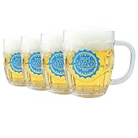 Best Dad Ever Beer Mugs: 20oz Plastic Drinking Glasses - Perfect Gifts for Father's Day and Birthdays - BPA Free (4 Pack)