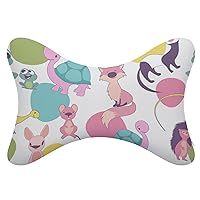 Cute Cartoon Style Animals Dog Bone Shaped Car Neck Pillow Cervical Pillows for Car Truck Driving Comfort Headrest Pillow Set of 2
