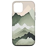 iPhone 12/12 Pro Abstract Mountain Landscape Modern Minimalist Sage Green Case