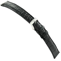 20mm Morellato Black Genuine Alligator Padded Stitched Watch Band 1174