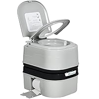 YITAHOME Portable Toilet Camping Porta Potty with Paper and Detergent Collection 6.34 Gallon, Indoor Outdoor Toilet with Handle Pump, Leak-Proof Cassette Toilet for RV Travel, Boat, Trips, Grey