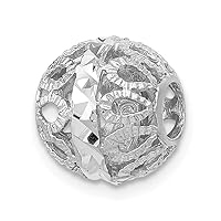 14ct White Gold Solid Polished Sparkle Cut Filigree Ball Chain Slide Measures 11.4x11mm Jewelry for Women