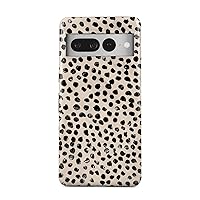 BURGA Phone Case Compatible with Google Pixel 7 PRO - Hybrid 2-Layer Hard Shell + Silicone Protective Case -Black Polka Dots Pattern Nude Almond Latte - Scratch-Resistant Shockproof Cover