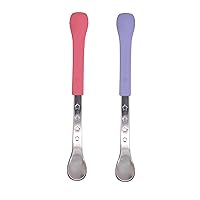 2-in-1 Hot Safe Feeding Spoons - (2-Pack) Spoons for Babies 6+ Months - Pink and Purple