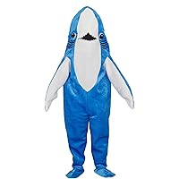 Perry Superstar Singer Halftime Show Left Shark Dancing Mascot Blue Zip Jumpsuit Halloween Costume Cosplay