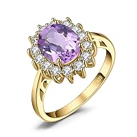 JewelryPalace Princess Diana Kate Middleton Class Gemstone Birthstone Sapphire Halo Engagement Rings for Women, Anniversary 14K White Yellow Rose Gold Plated 925 Sterling Silver Promise Rings for Her