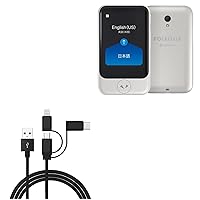 BoxWave Cable Compatible with Pocketalk Model S Voice Translator - AllCharge 3-in-1 Cable - Jet Black