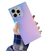 Omorro for Square iPhone 14 Pro Max Case for Women, Bling Sparkly Laser Color Changing Designer Case Glitter Slim Thin Soft Flexible TPU Silicone Protective Light Mirror Iridescent Girly Case