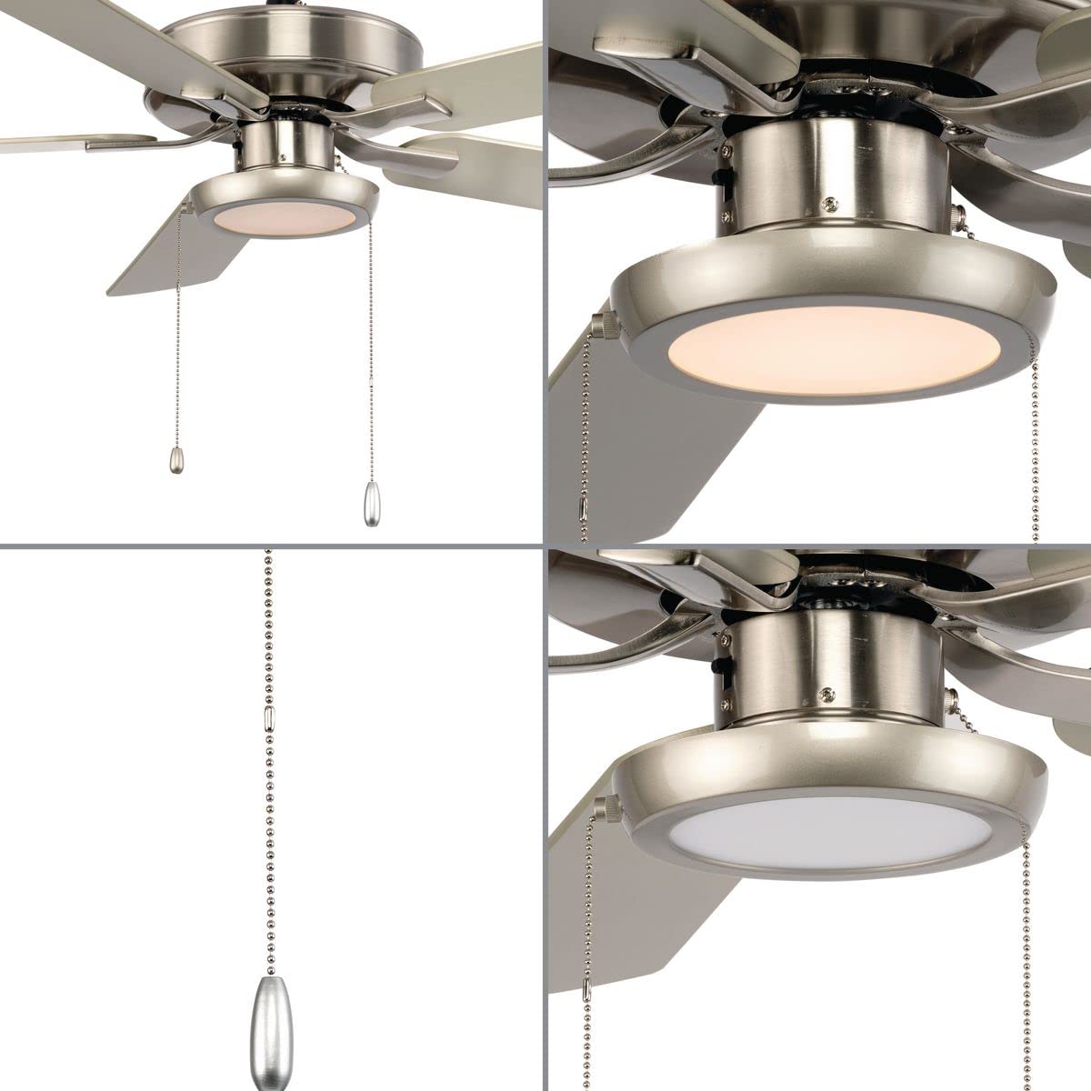 Progress Lighting P260002-152-30 AirPro 1-Light Transitional Integrated LED Edgelit Ceiling Fan Light Kit Painted Nickel with Opal Shade