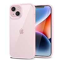 for iPhone 14 Plus Case Clear, Transparent Hybrid 14 Plus Phone Case [Hard Plastic & Soft Silicone Bumper] Acrylic Non Yellowing Thin Slim Protective Cover, Light Pink