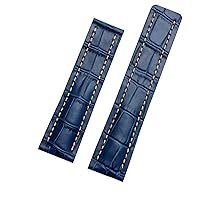 Genuine Leather Strap for Breitling Watch Band Cow Leather Bracelet with Deployment Buckle 22mm 24mm WatchBands (Color : 01 Blue no Clasp, Size : 22mm)