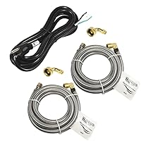 HQRP 2-Pack Universal Premium Stainless Steel Dishwasher Fill Hose and HQRP 10ft 14-Gauge 3-Prong 14/3C Heavy Duty Replacement Power Supply Cord Cable 110V 115V 120V