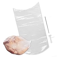 Poultry Shrink Bags 25ct Large Turkey Bag - Heat Dip Shrinking Wrap Storage Bags, 16 x 28 Inch with Steel Straw