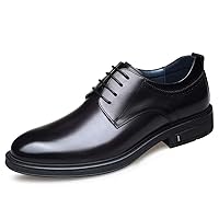 Men's PU Leather Oxford Brogue Block Heel Lace Up Round Toe Shoe Slip Resistant Dress