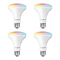 SYLVANIA Wifi LED Smart Light Bulb, 65W Equivalent Full Color and Tunable White BR30, Dimmable, Compatible with Alexa and Google Home Only - 4 Count (Pack of 1) (75688)