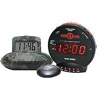 Sonic Bomb Dual Alarm Clock & Travel Alarm Clock – Extra Loud Alarm Clock for Heavy Sleepers –Adjustable Alarms & Snooze - Perfect for Home & Travel