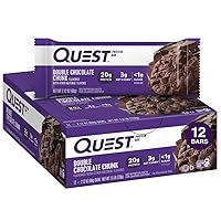 Double Chocolate Chunk Protein Bars, High Protein, Low Carb, Gluten Free, Keto Friendly, 12 Count