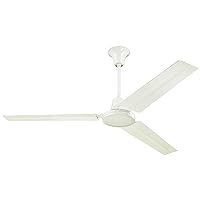 Westinghouse Lighting 7840900 Industrial 56-Inch Three-Blade Ceiling Fan with J-Hook Installation System, White, Wall Control