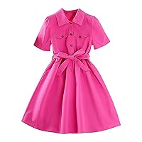 Girls' Dress Summer Temperament Short Sleeved Shirt Dress French Dress Children's Toddler Cold Shoulder
