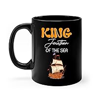 King Of The Sea Porcelain Mug, Custom Captain Ceramic Cup With Name, Best Tea Cup Gift For Awesome Captain, Sailing Boat Coffee Mug, Nautical Pottery Present For Man, Black Sea Lover Mug 11oz 15oz