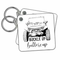 3dRose Key Chains Buckle up buttercup with a stamped sports utility vehicle. (kc-336659-1)
