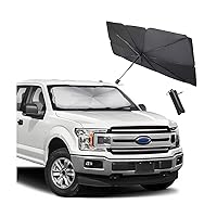 8sanlione Car Windshield Sun Shade, Folding Auto Sunlight Shield for Front Window, Vehicle Heat Protection Umbrella Cover Blocks UV Rays, Windscreen Universal for Most Cars (Closed/Silver, 53