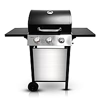 GasOne GP-1030S One 3 Burner Stainless Steel– Outdoor Cabinet Style with Wheels-High-Temperature Paint Coating Gas BBQ Grill – Elegant and Luxurious Design, Black