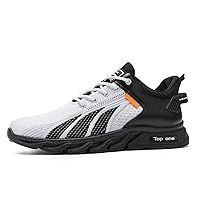 Men Running Trainers Lightweight Walking Shoes Breathable Jogging Athletic Sneakers Casual Tennis Fitness Sport Outdoor Shoes 43 Black White, 9