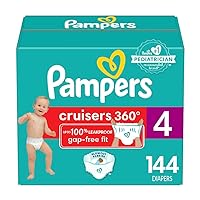 Pampers Cruisers 360 Diapers - Size 4, One Month Supply (144 Count), Pull-On Disposable Baby Diapers, Gap-Free Fit