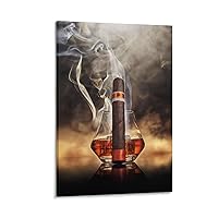 Cigar Whiskey Canvas Poster Wall Art Still Life Kitchen Bar Canvas Wall Art Prints for Wall Decor Room Decor Bedroom Decor Gifts 24x36inch(60x90cm) Frame-Style