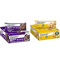 Quest Nutrition Double Chocolate Chunk Protein Bars, High Protein, Low Carb, Gluten Free & Lemon Cake Protein Bars, High Protein, Low Carb, Gluten Free, 12 Count