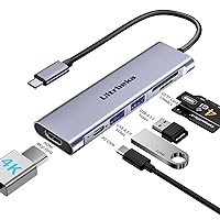 USB C Hub, 7in1 USB Hub, 4K HDMI Multiport Adapter, TF/SD Card Reader, 2×Powered USB-A 3.0 5Gbps, 100W PD, Dongle Adapter, USB-C Extender Compatible for Type C Ports Laptop,MacBook Pro/Air 1